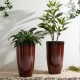 Glitzhome 23.5"H Set of 2 Oversized Gradient Red Faux Ceramic Tall Plastic Planter