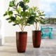 Glitzhome 23.5"H Set of 2 Oversized Gradient Red Faux Ceramic Tall Plastic Planter
