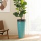 Glitzhome 31"H Set of 2 Oversized Honeycomb Textured Turquoise Tall Plastic Planter