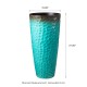 Glitzhome 31"H Set of 2 Oversized Honeycomb Textured Turquoise Tall Plastic Planter