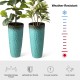 Glitzhome 31"H Set of 2 Oversized Honeycomb Textured Turquoise Tall Plastic Planter