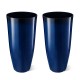 Glitzhome 30"H Set of 2 Oversized Gradient Cobalt Blue Faux Ceramic Tall Plastic Planter