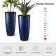 Glitzhome 30"H Set of 2 Oversized Gradient Cobalt Blue Faux Ceramic Tall Plastic Planter