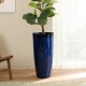 Glitzhome 30"H Set of 2 Oversized Gradient Cobalt Blue Faux Ceramic Tall Plastic Planter