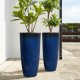 Glitzhome 30"H Set of 2 Oversized Gradient Cobalt Blue Faux Ceramic Tall Plastic Planter