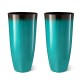 Glitzhome 30"H Set of 2 Oversized Gradient Turquoise Faux Ceramic Tall Plastic Planter