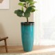 Glitzhome 30"H Set of 2 Oversized Gradient Turquoise Faux Ceramic Tall Plastic Planter
