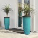 Glitzhome 30"H Set of 2 Oversized Gradient Turquoise Faux Ceramic Tall Plastic Planter
