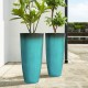 Glitzhome 30"H Set of 2 Oversized Gradient Turquoise Faux Ceramic Tall Plastic Planter