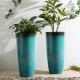 Glitzhome 30"H Set of 2 Oversized Gradient Turquoise Faux Ceramic Tall Plastic Planter