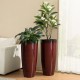 Glitzhome 30"H Set of 2 Oversized Gradient Red Faux Ceramic Tall Plastic Planter
