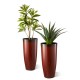 Glitzhome 30"H Set of 2 Oversized Gradient Red Faux Ceramic Tall Plastic Planter