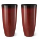Glitzhome 30"H Set of 2 Oversized Gradient Red Faux Ceramic Tall Plastic Planter