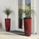 Glitzhome 30"H Set of 2 Oversized Gradient Red Faux Ceramic Tall Plastic Planter