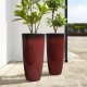 Glitzhome 30"H Set of 2 Oversized Gradient Red Faux Ceramic Tall Plastic Planter