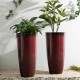 Glitzhome 30"H Set of 2 Oversized Gradient Red Faux Ceramic Tall Plastic Planter