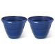 Glitzhome 19.5"D Set of 2 Round Cobalt Blue Faux Ceramic Pot Plastic Planter