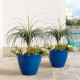 Glitzhome 19.5"D Set of 2 Round Cobalt Blue Faux Ceramic Pot Plastic Planter