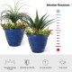 Glitzhome 19.5"D Set of 2 Round Cobalt Blue Faux Ceramic Pot Plastic Planter