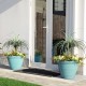 Glitzhome 19.5"D Set of 2 Round Turquoise Faux Ceramic Pot Plastic Planter
