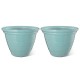 Glitzhome 19.5"D Set of 2 Round Turquoise Faux Ceramic Pot Plastic Planter
