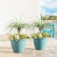 Glitzhome 19.5"D Set of 2 Round Turquoise Faux Ceramic Pot Plastic Planter