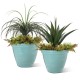 Glitzhome 19.5"D Set of 2 Round Turquoise Faux Ceramic Pot Plastic Planter