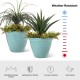 Glitzhome 19.5"D Set of 2 Round Turquoise Faux Ceramic Pot Plastic Planter