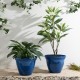 Glitzhome 15.5"D Set of 2 Round Cobalt Blue Faux Ceramic Pot Plastic Planter