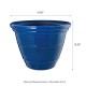 Glitzhome 15.5"D Set of 2 Round Cobalt Blue Faux Ceramic Pot Plastic Planter