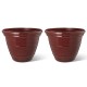 Glitzhome 15.5"D Set of 2 Round Red Faux Ceramic Pot Plastic Planter