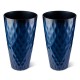 Glitzhome 23.75"H Set of 2 Oversized Wavy Texture Cobalt Blue Tall Plastic Planter