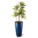 Glitzhome 23.75"H Set of 2 Oversized Wavy Texture Cobalt Blue Tall Plastic Planter