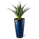 Glitzhome 23.75"H Set of 2 Oversized Wavy Texture Cobalt Blue Tall Plastic Planter