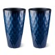 Glitzhome 23.75"H Set of 2 Oversized Wavy Texture Cobalt Blue Tall Plastic Planter
