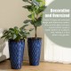 Glitzhome 23.75"H Set of 2 Oversized Wavy Texture Cobalt Blue Tall Plastic Planter