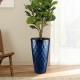 Glitzhome 23.75"H Set of 2 Oversized Wavy Texture Cobalt Blue Tall Plastic Planter