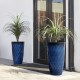 Glitzhome 23.75"H Set of 2 Oversized Wavy Texture Cobalt Blue Tall Plastic Planter