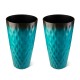 Glitzhome 23.75"H Set of 2 Oversized Wavy Texture Turquoise Tall Plastic Planter