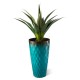Glitzhome 23.75"H Set of 2 Oversized Wavy Texture Turquoise Tall Plastic Planter