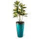 Glitzhome 23.75"H Set of 2 Oversized Wavy Texture Turquoise Tall Plastic Planter