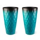 Glitzhome 23.75"H Set of 2 Oversized Wavy Texture Turquoise Tall Plastic Planter
