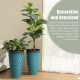 Glitzhome 23.75"H Set of 2 Oversized Wavy Texture Turquoise Tall Plastic Planter