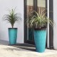 Glitzhome 23.75"H Set of 2 Oversized Wavy Texture Turquoise Tall Plastic Planter