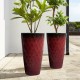 Glitzhome 23.75"H Set of 2 Oversized Wavy Texture Red Tall Plastic Planter