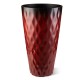Glitzhome 23.75"H Set of 2 Oversized Wavy Texture Red Tall Plastic Planter