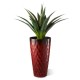 Glitzhome 23.75"H Set of 2 Oversized Wavy Texture Red Tall Plastic Planter