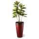 Glitzhome 23.75"H Set of 2 Oversized Wavy Texture Red Tall Plastic Planter