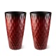 Glitzhome 23.75"H Set of 2 Oversized Wavy Texture Red Tall Plastic Planter