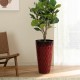 Glitzhome 23.75"H Set of 2 Oversized Wavy Texture Red Tall Plastic Planter